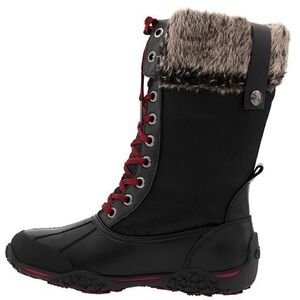 Pajar Garland Black Lace Up Winter Boots with Faux Fur Trim